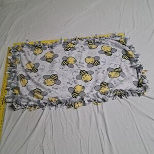 Handmade Dbl Fleece Tie Blanket Baby Crib Stroller Carseat Yellow Gray Black Bee